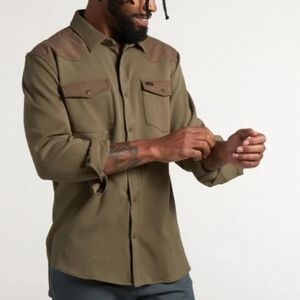 Howler Brothers Stockman Stretch Snapshirt Olive Green Size M